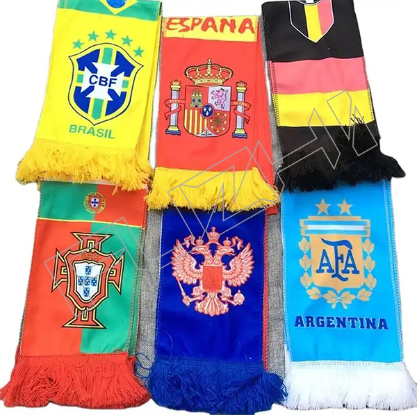 Custom logo 100% Acrylic knitted Jacquard Woven Flag Winter Scarf Football Soccer Sports Team Fan custom woven scarf