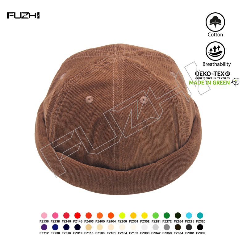 FGDL-1007 Fashion art casual dairy life corduroy bowler hat skull cap melon skin hat