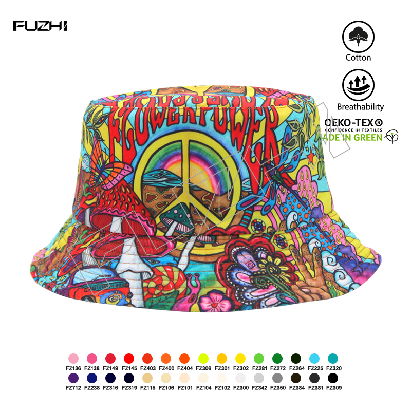 FGFH-1011 New fashion full print bucket hat fisherman hat sun hat