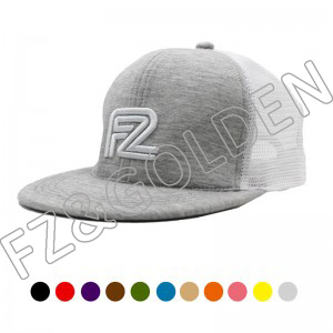 China Racing Cap Manufacturer – 
 Flat Visor 6 Panel Air Cotton+Mesh Snapback Trucker Cap  – FUZHI