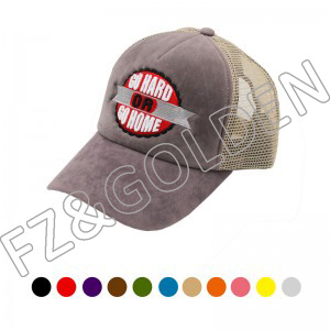 China Golf Cap Manufacturer – 
 5 Panel Flannel+Mesh Trucker Cap   – FUZHI