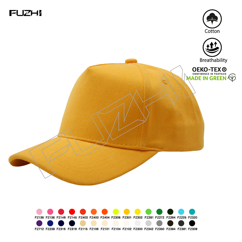 FGBC-5004 New 5 panel solid color cotton baseball cap heavy brushed cotton baseball cap men and women casual cap outdoor cap