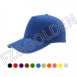 Wholesale Custom Baseball Cap – 
 5 panel 100% Cotton Twill Baseball Cap   With Sandwich Brim  – FUZHI