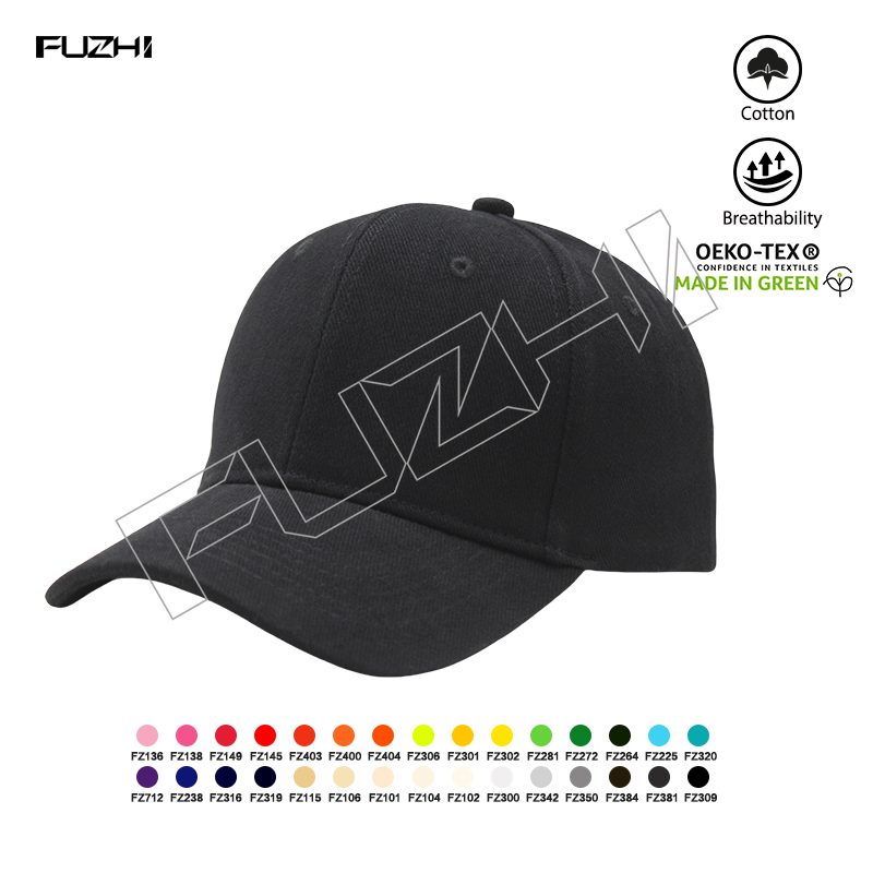FGBC-6004 6 panel solid color baseball cap heavy brushed cotton baseball cap men and women outdoor casual simple cap