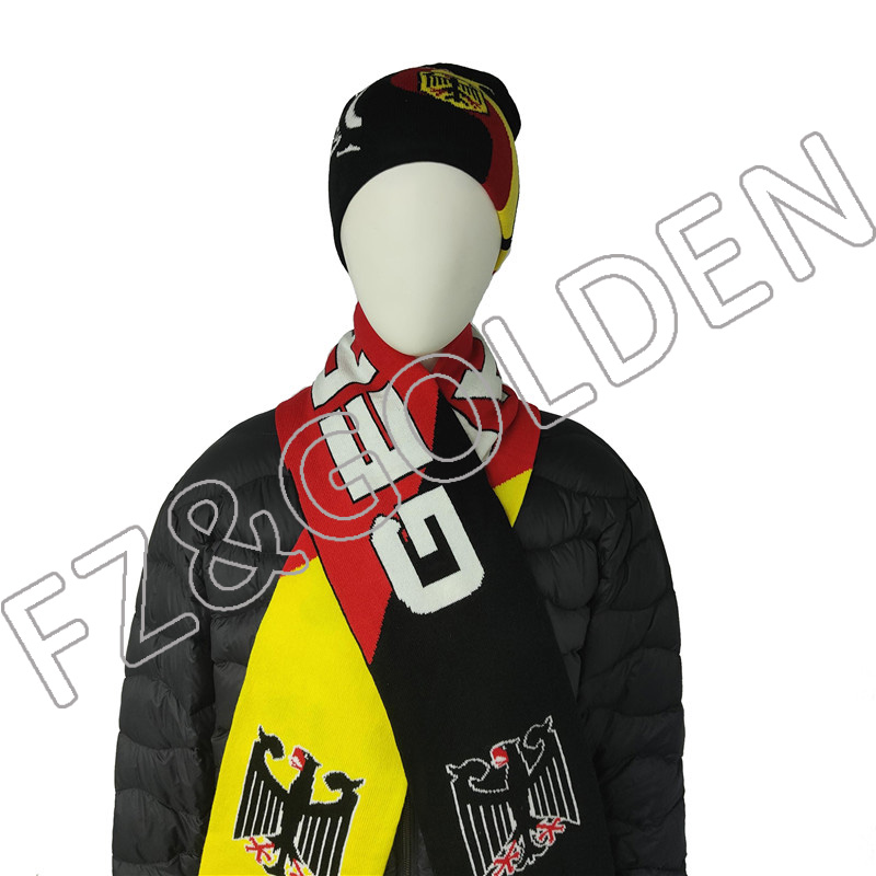 High Quality Custom Embroidery Knitted Football Scarf   