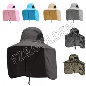 OEM/ODM Snapback Hat Factory – 
 Summer Outdoor Hunting Fishing Custom Logo Bucket Sun Hat with Adjustable Strap  – FUZHI