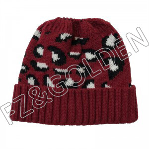 OEM/ODM Cotton Beanie – 
 Winter Warm Custom Elastic Running Beanie with Ponytail Hole  – FUZHI