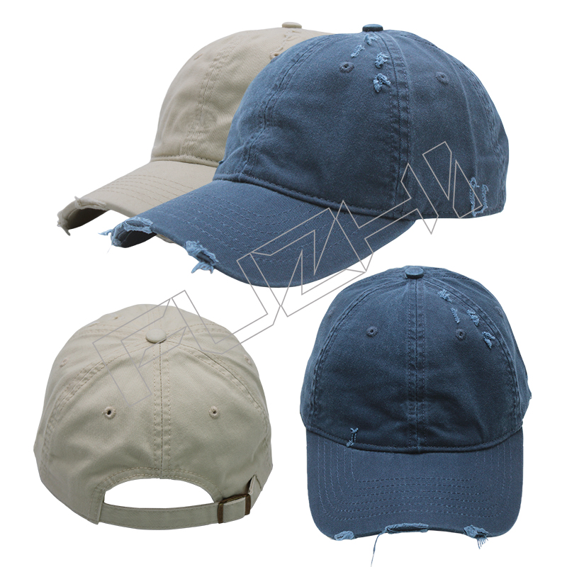 Solid color washed cap for men and women new spring and summer broken washed vintage cap personality soft top leisure all shade washed holes baseball cap