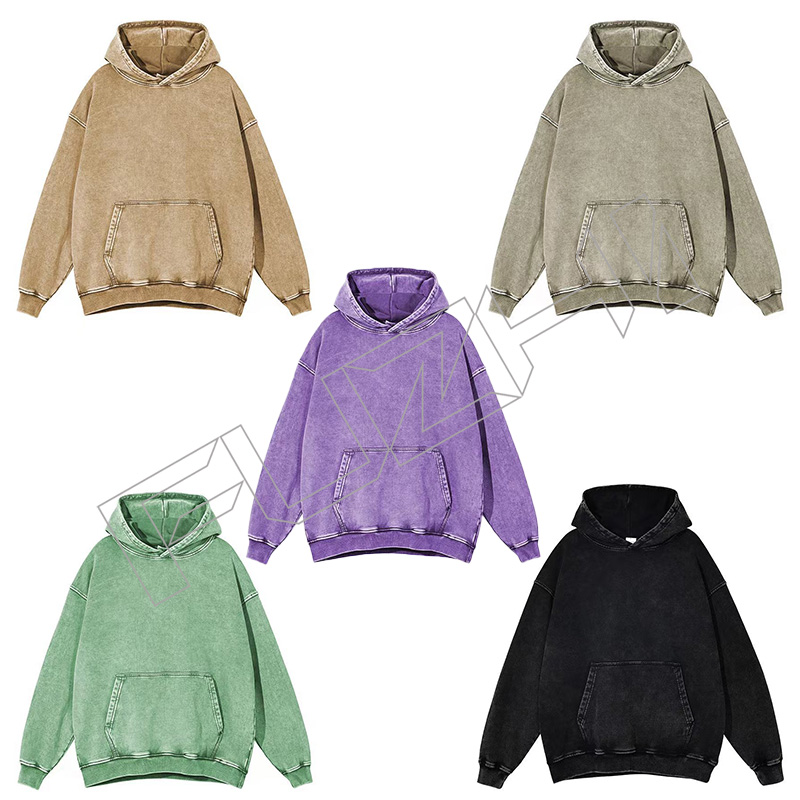 Customize fashion brand  high quality unisex color washed  hoodie washed vintage to make old hoodie