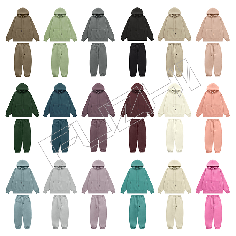 FGHP-1001 Fashion unisex sports hoodie & pants color hoodie set fleece hoodie & pants