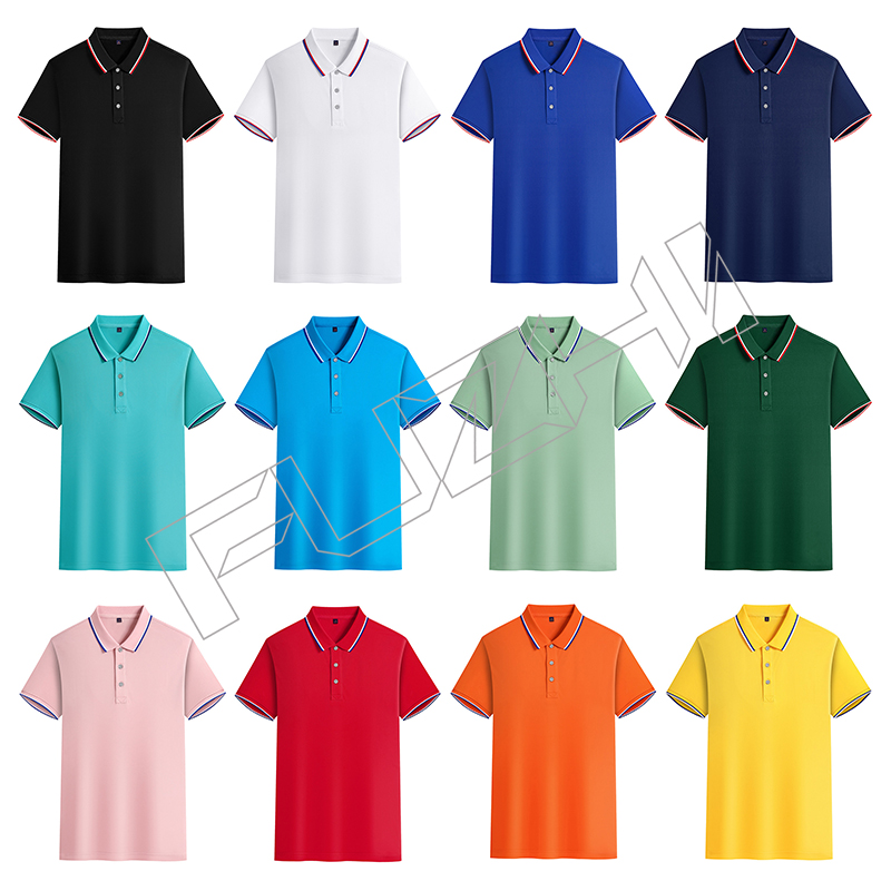 FGPL-1000 Customized unisex summer lapel cuff striped T-shirt polo shirt work clothes