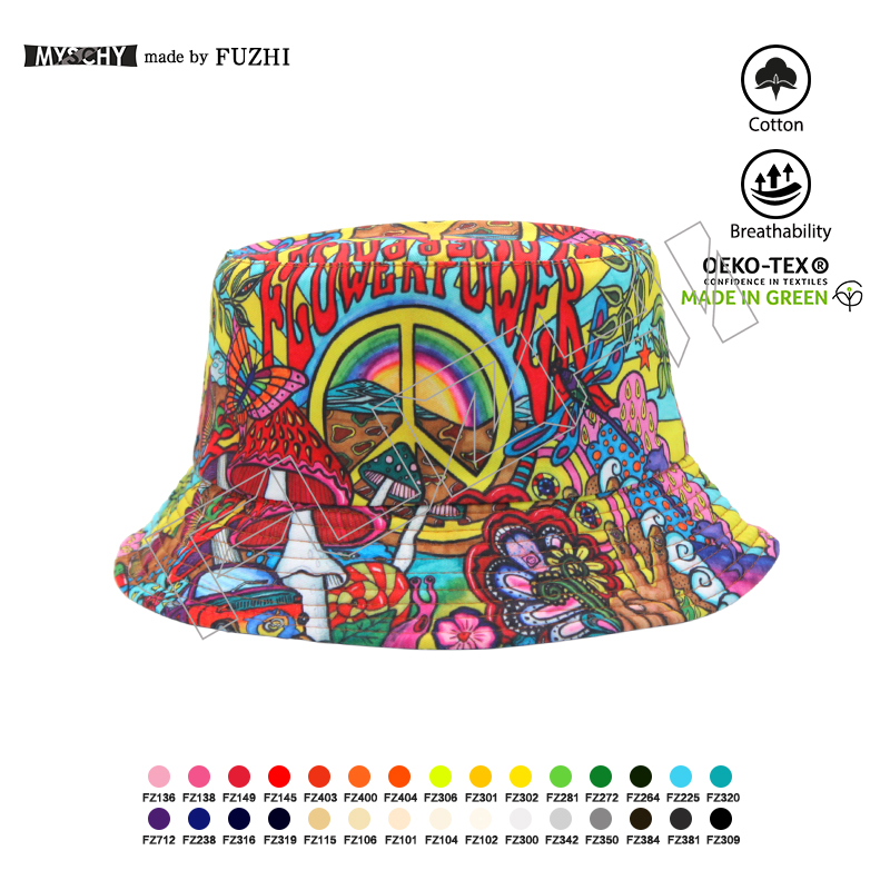 FGFH-1011 New fashion full print bucket hat fisherman hat sun hat