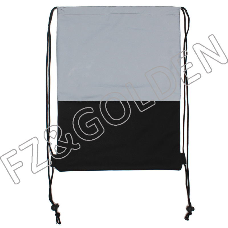 Reflective Polyester Backpack Drawstring Bag 