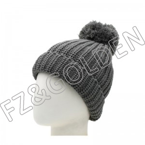 Discount Military Hat Manufacturers – 
 Polyester Knitted Hat With Ball  – FUZHI