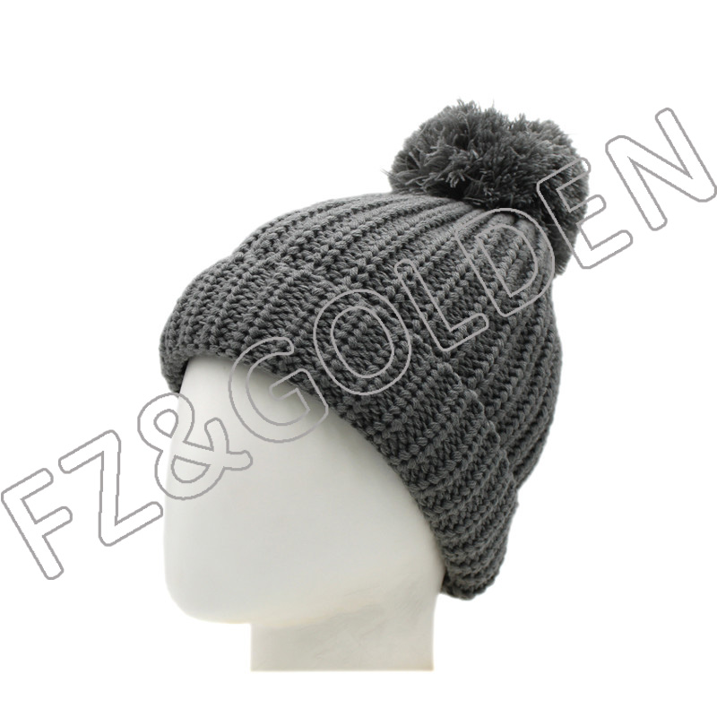 High-Quality Hat Factory – 
 Polyester Knitted Hat With Ball  – FUZHI