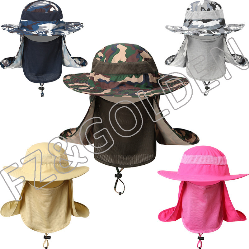 High-Quality Men Hat Supplier – 
 Wide Brim Breathable Mask Necklace Bucket Fishing Sun Hats   – FUZHI