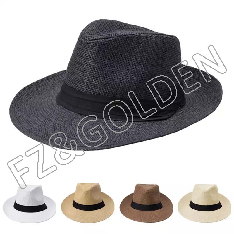 wholesale unisex women’s natural summer 100% custom rush grass outdoor wide brim beach sun men straw beach hats