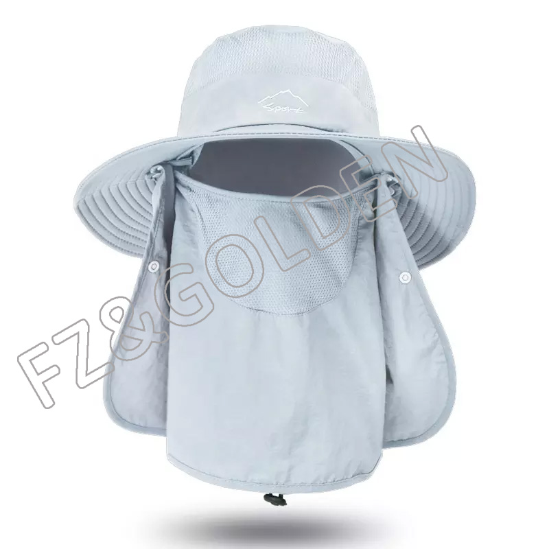 Outdoor UV Protection Couples Light String Bucket Fishing Sun Hat with Face and Neck Cover