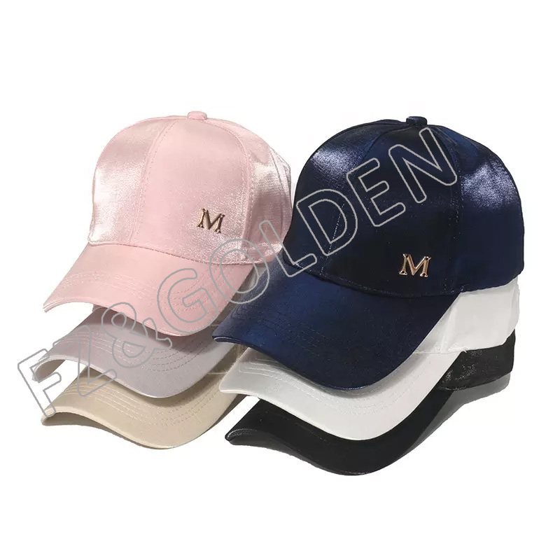 high quality silk satins unique 6 panels cheap custom hat baseball cap