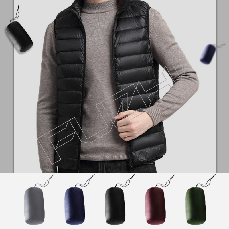 New stand collar autumn winter men and women unisex down vest jacket thin down vest coat