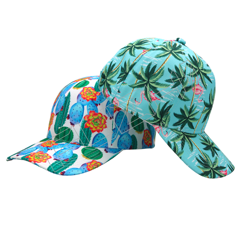 Fashionable new full print travel curved brim baseball cap