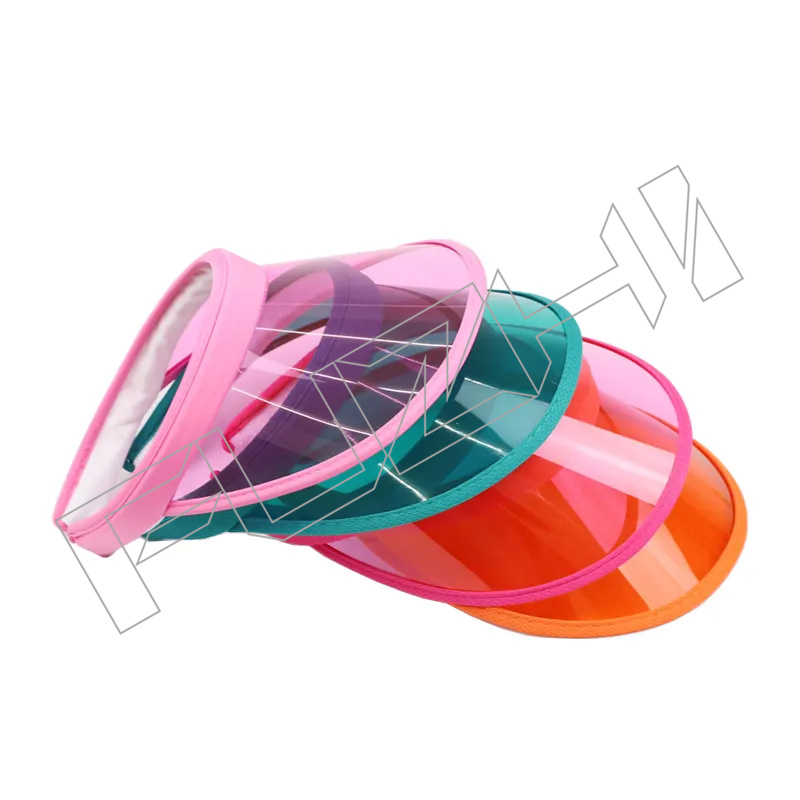 New Summer Boys Girls Sun Hat Candy Color Transparent Empty Top PVC Sunshade Caps Outdoor plastic visor