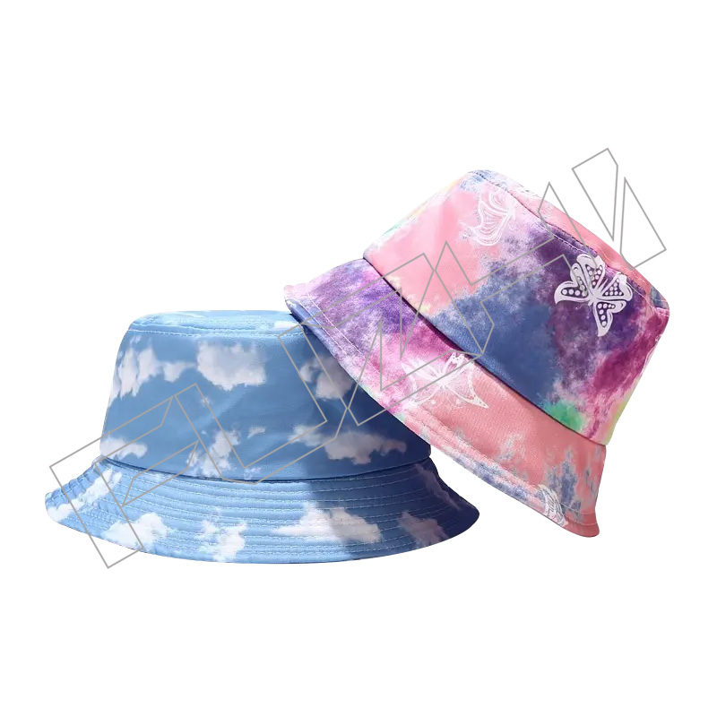 Fashion Designer Printed Custom Logo polyester summer protection printed bucket hat