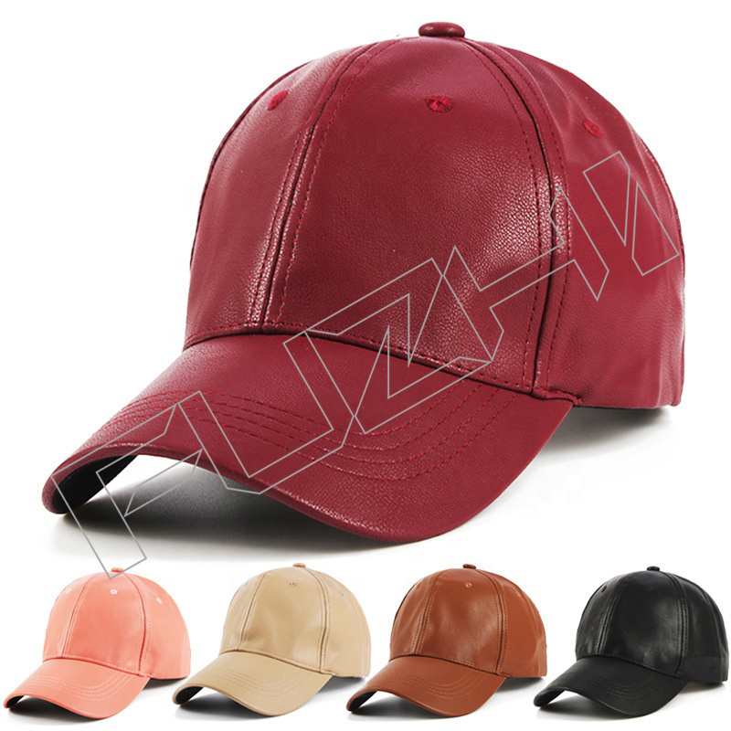 6 panel leather cap