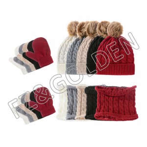 OEM/ODM Sports Glove Factory – 
 winter custom jacquard knit fleece lined cute beanie hat and scarf and glove set for children  – FUZHI