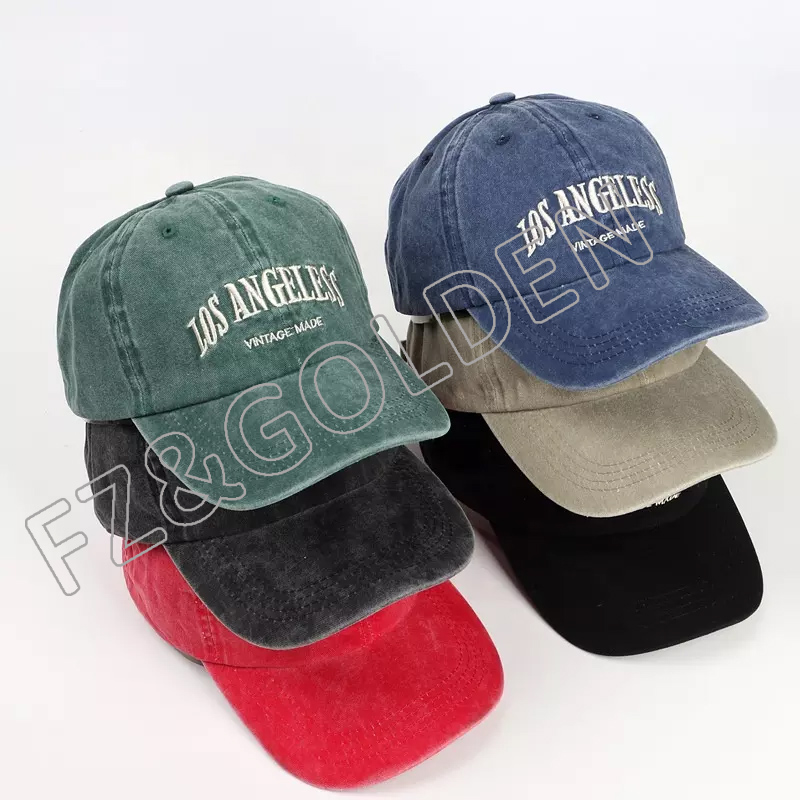 Custom Logo Wash Adjustable Cotton Distressed Embroidered Baseball Cap Vintage Embroidery Washed Dad Hat