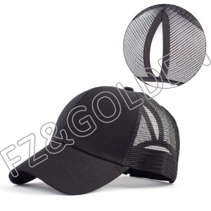 Cheapest Custom Cap Supplier – 
 2021 Short Brim Pony Tail Mesh Back Baseball Cap  – FUZHI