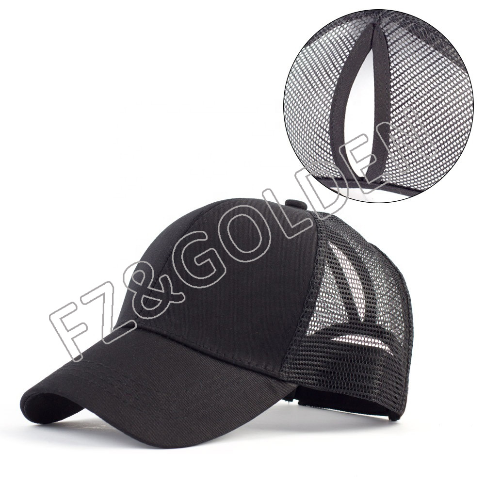 2021 Short Brim Pony Tail Mesh Back Baseball Cap