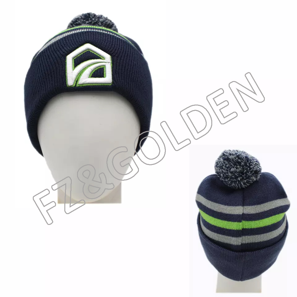 Manufacture best high quality custom customized logo embroidery knitted knitting knit winter beanie hats caps