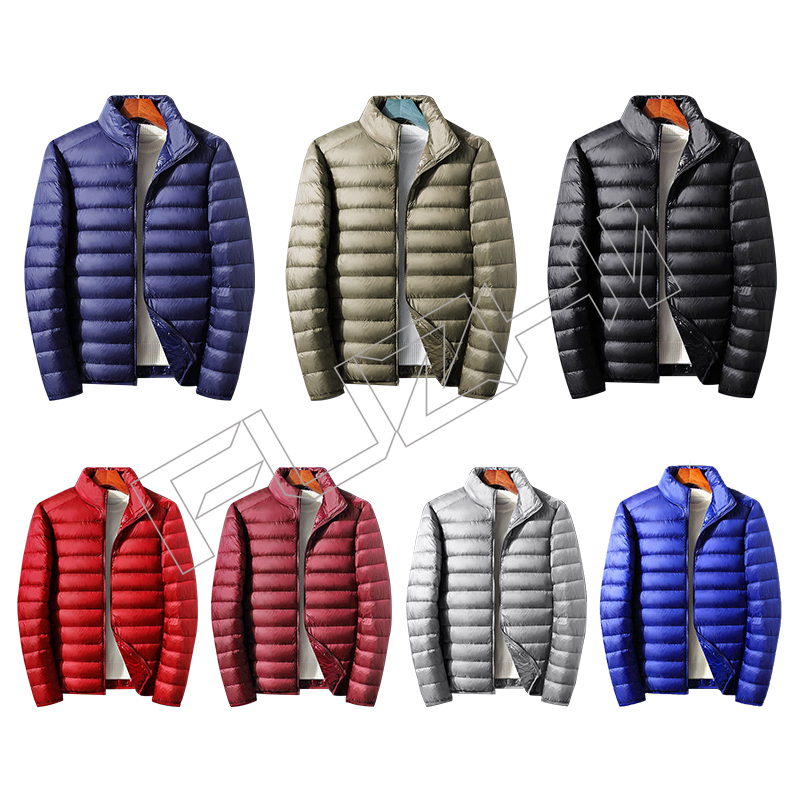 FGJA-1005 Unisex stand up collar hooded down jacket lightweight and short lightweight and stylish duck down jacket